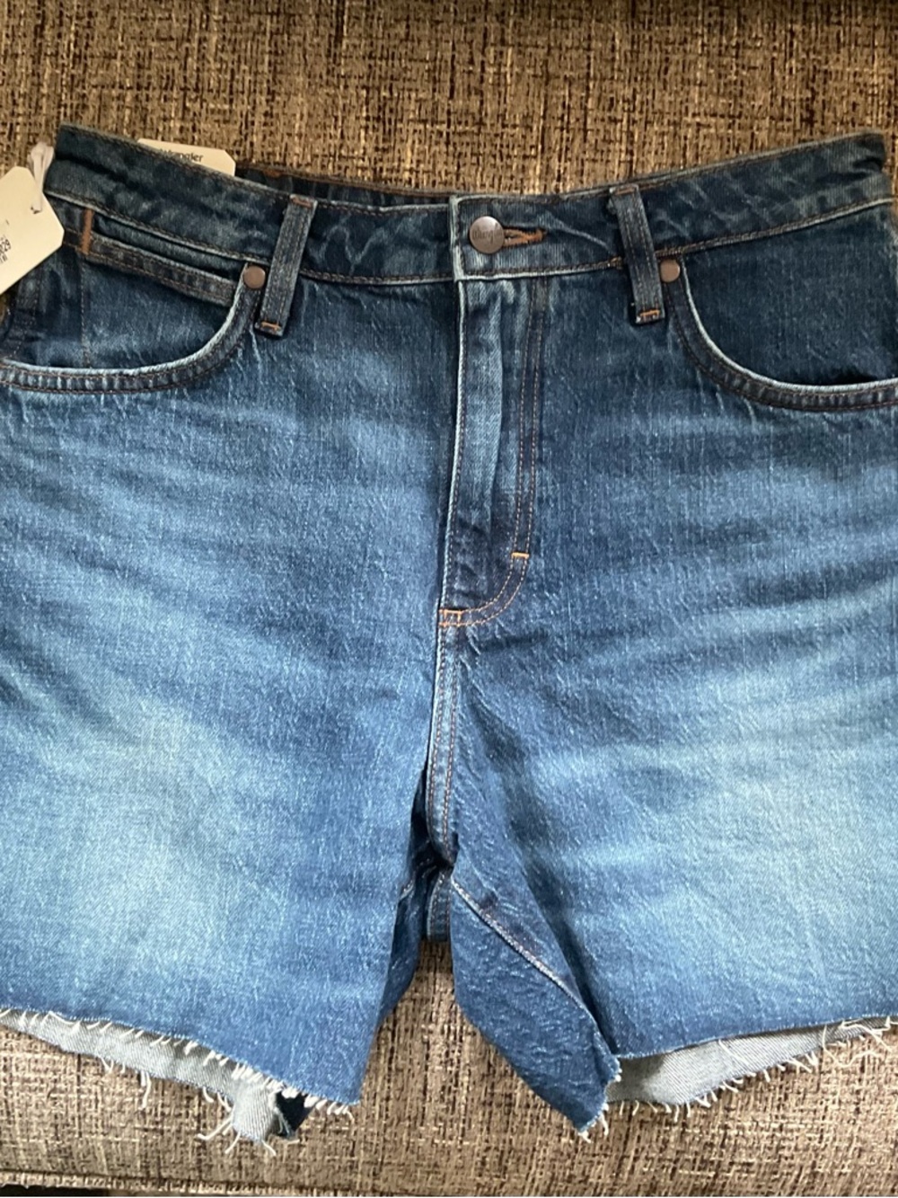 Wrangler Dark Blue Denim High-Rise Cowboy Shorts